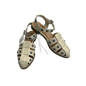 a.n.a. Normey Cream Studded Synthetic Flat Sandals 8.5M